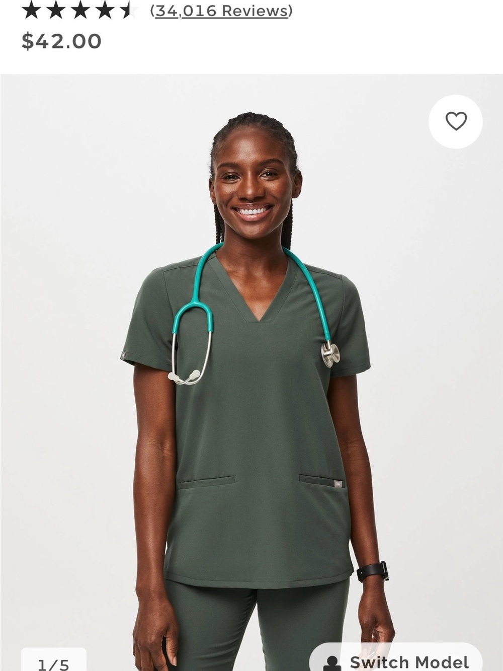 Figs Casma Scrub Top - Moss